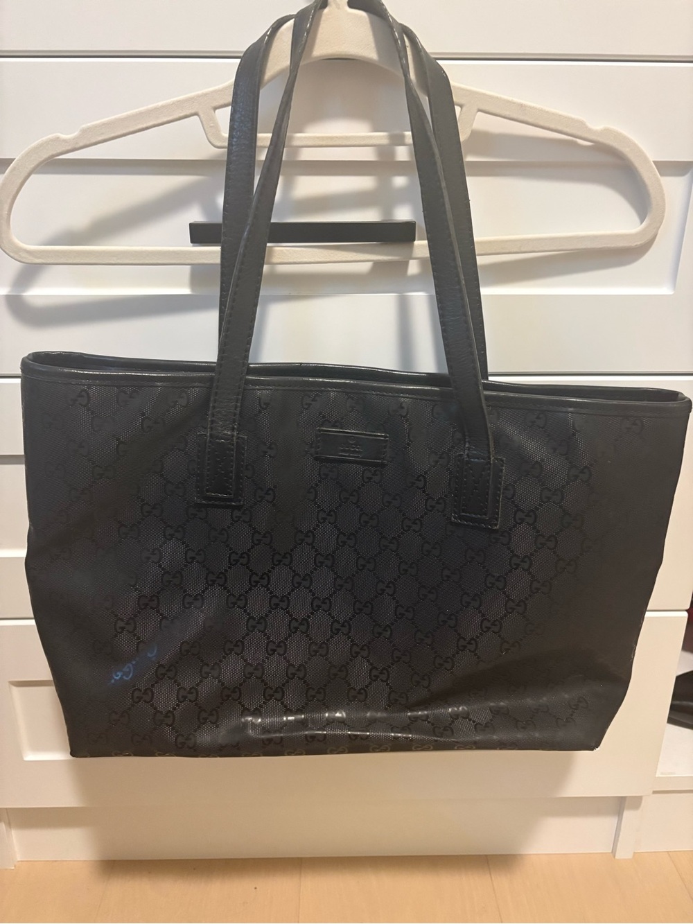 Gucci Black GG Monogram Patent Tote